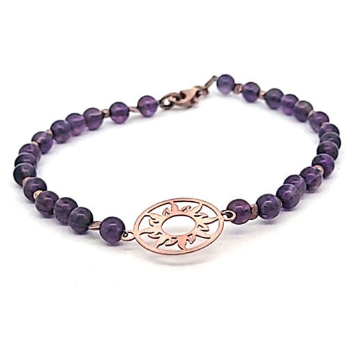 Amethyst Armband mit Sonne des Lebens - 1