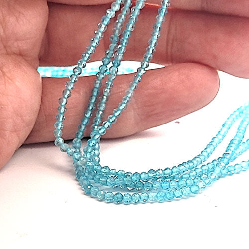 Apatite blue, 2.5 mm faceted bead strand