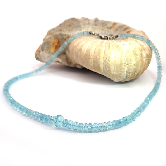 Aquamarin Kette Button 5-9 mm facettiert