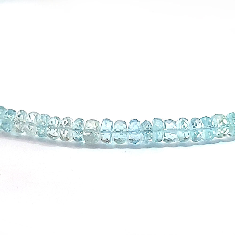Aquamarine necklace button 6 mm faceted