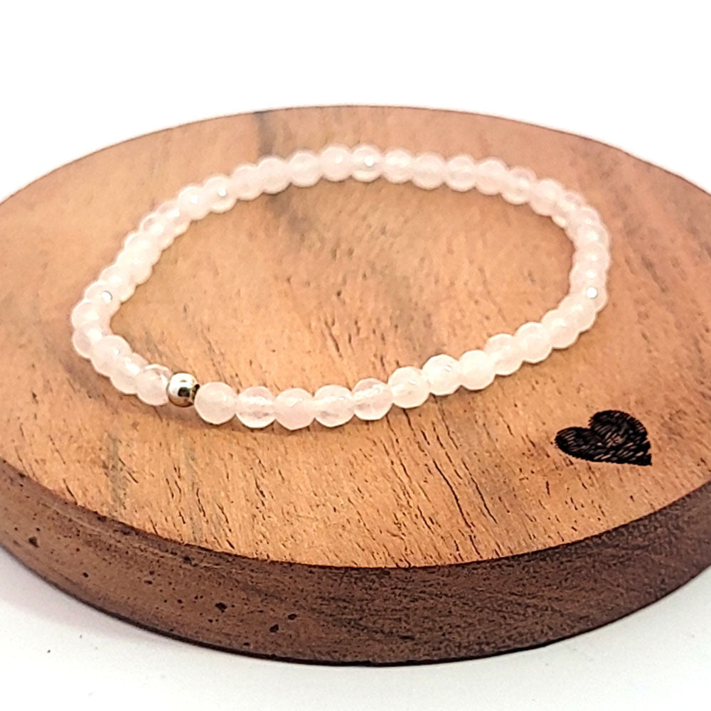 Rosenquarz Kugelarmband 4 mm facettiert