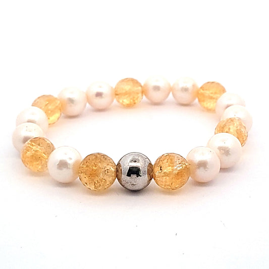 Design Armband Perle und Zitrin