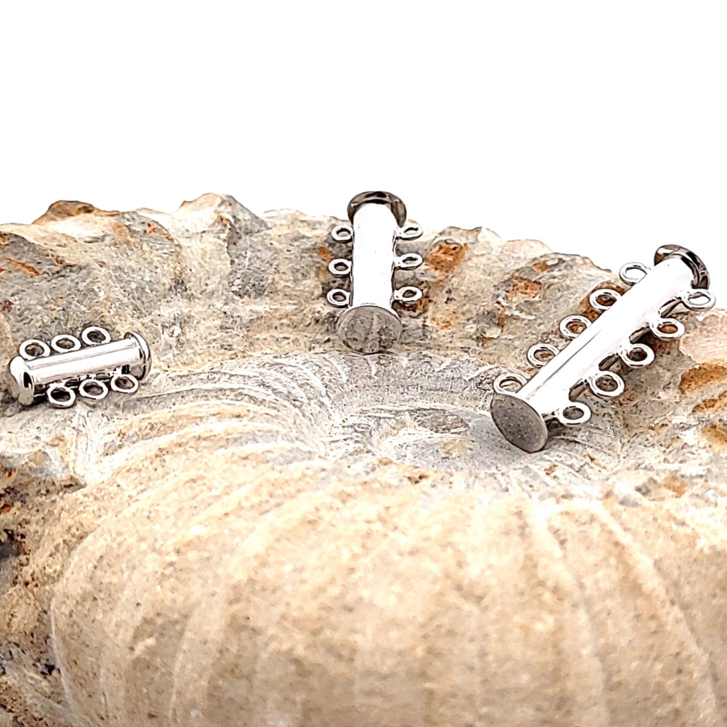 Armbandschließe Magnet 5-reihig, Silber rhodiniert