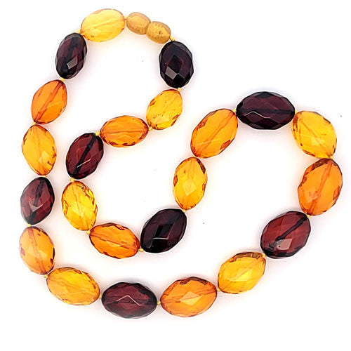 Bernsteinkette Oval facettiert multi - 2