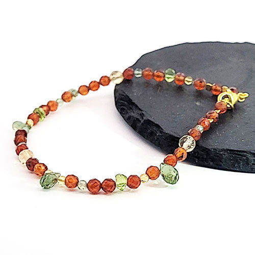Bohemian Design Armband Granat orange, Apatit grün und Zitrin Steindesign - 2
