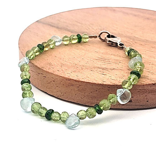 Bohemian Design Armband Peridot, Aquamarin und Chromdiopsid Steindesign - 2