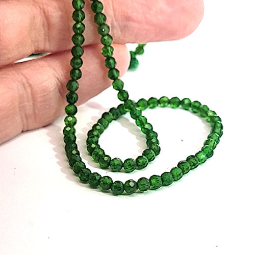 Chrome Diopside AA, 3 mm faceted bead strand