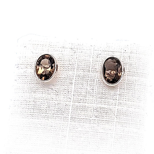 Edelstein-Silber-Ohrstecker-Rauchquarz