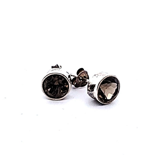 Edelstein-Silber-Ohrstecker-Rauchquarz