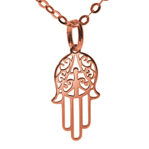 Fatimas Hand Anhänger silber rose vergoldet 15mm - 1