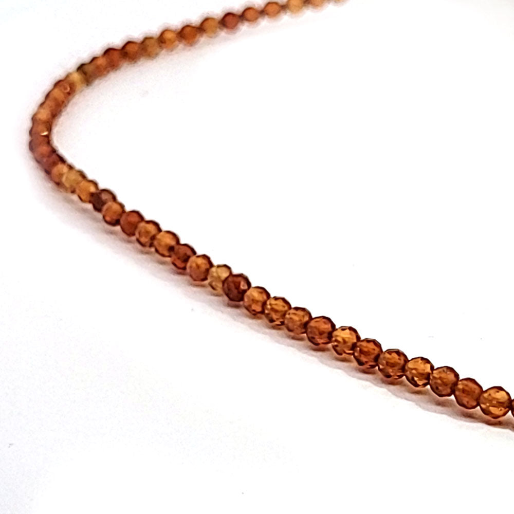 Garnet orange beaded necklace 3 mm faceted
