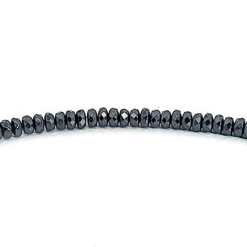 Hematite, button strand 4 mm faceted