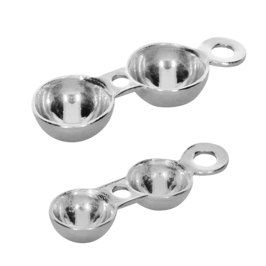 Klappkalotten mit Fadenloch und Öse, silber