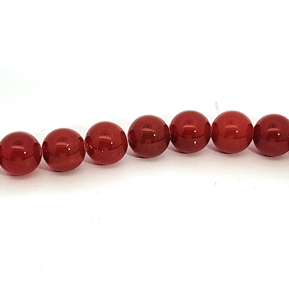 Carnelian (red agate), 10 mm bead strand