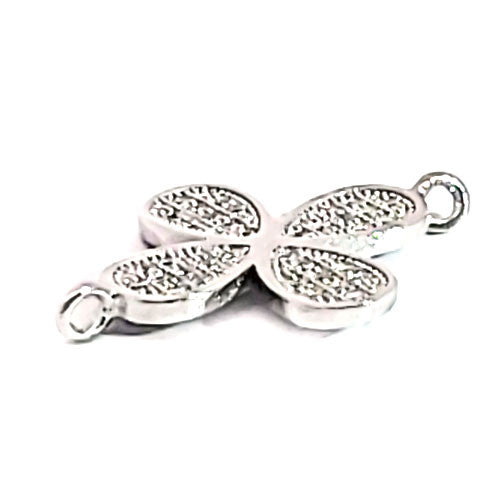 Kleeblatt Silberelement rhodiniert mit Zirkonia - 2