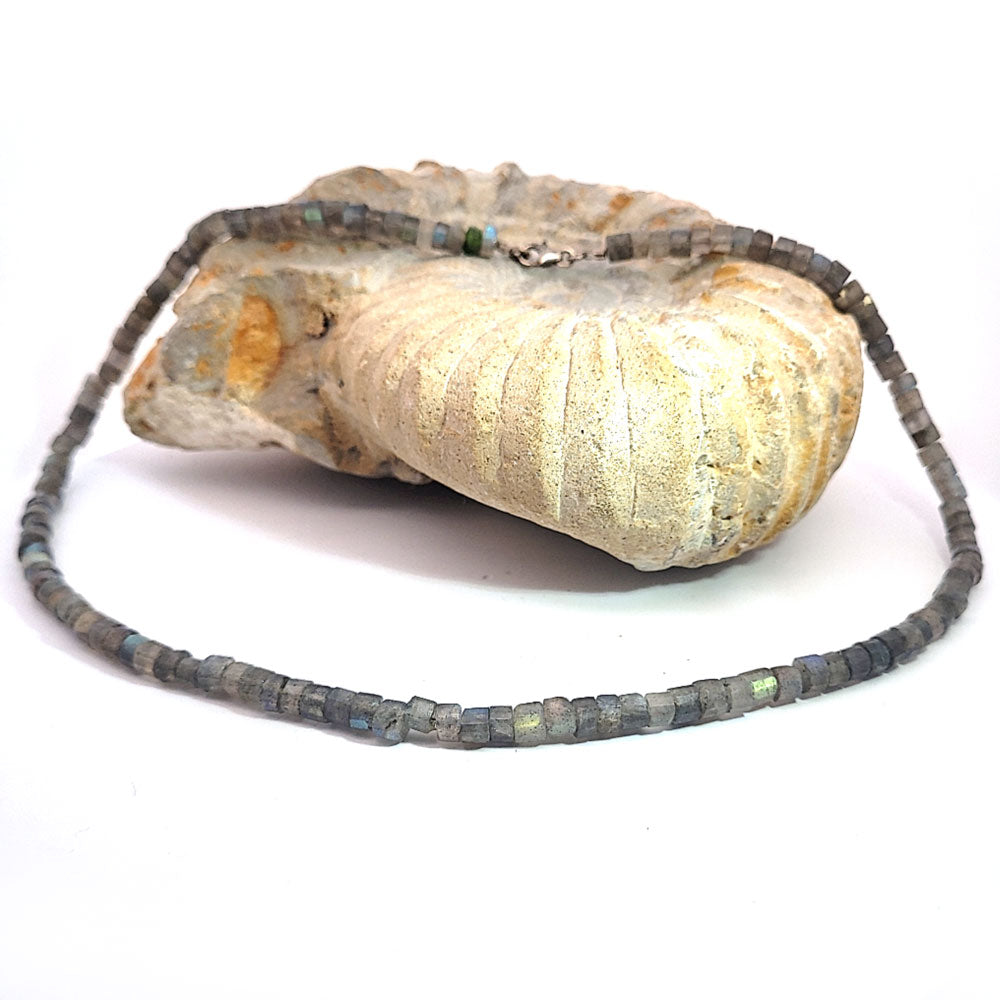 Labradorit Kette Square 5 mm