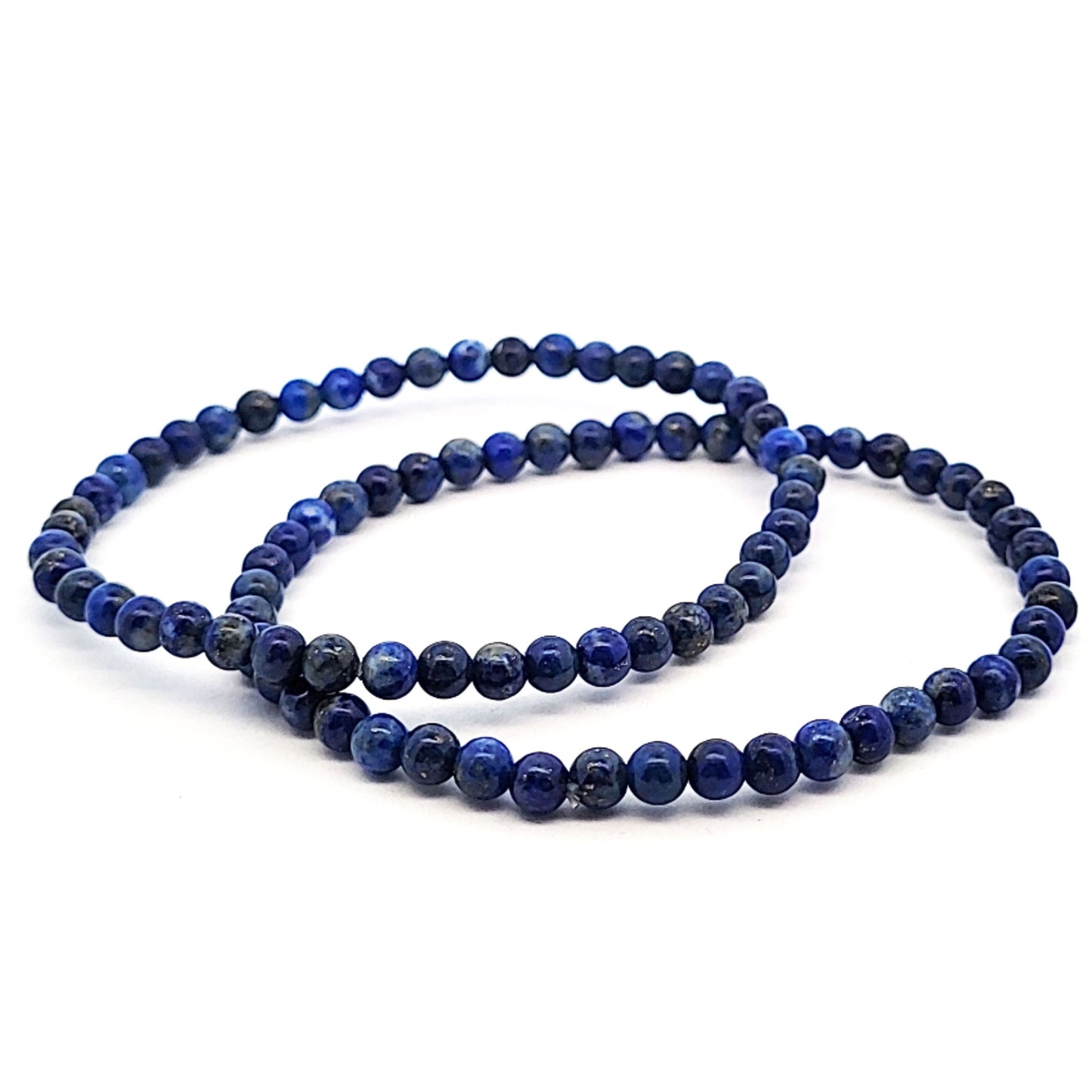 Bracciale con palline di lapislazzuli da 4 mm