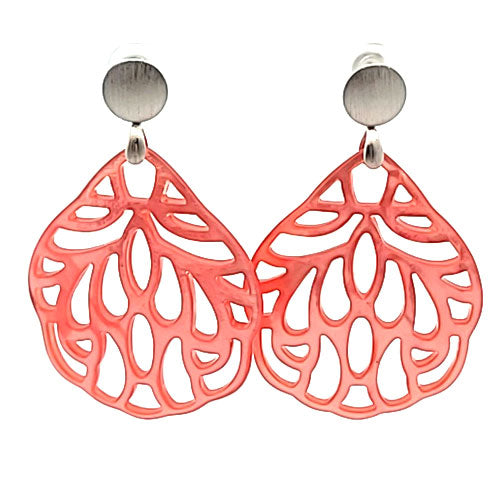 Ohrpendler Perlmutt Blatt groß, rosa