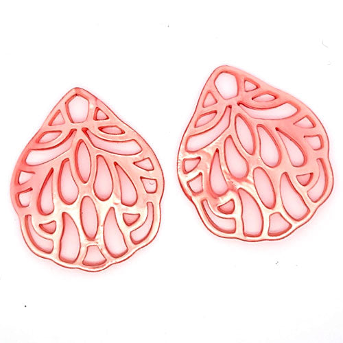 Ear pendant mother of pearl leaf large, pink