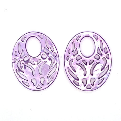 Mother of Pearl Oval "Agogo" Earrings, purple