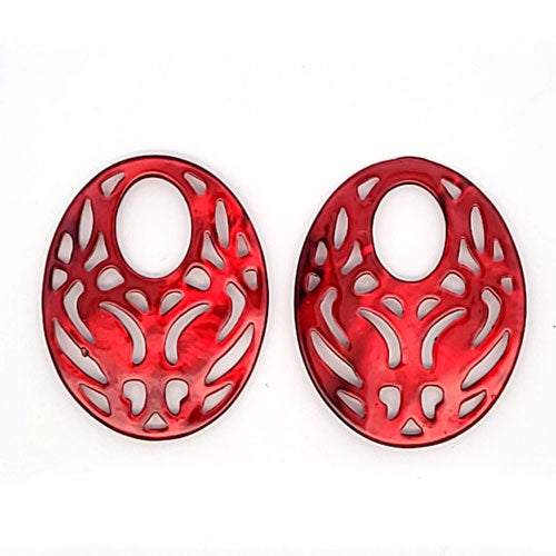Mother of Pearl Oval "Agogo" Earrings, Burgundy