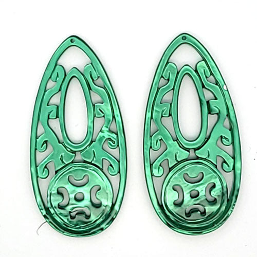 Ear pendant mother of pearl drop long, green