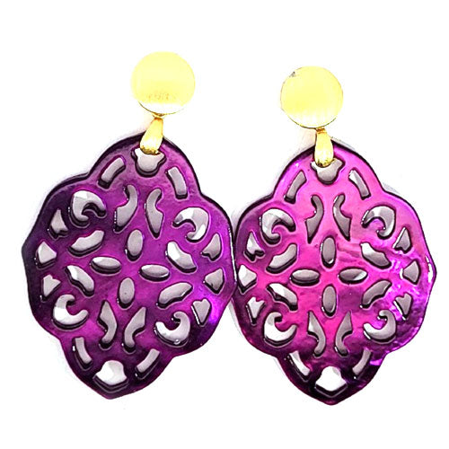 Ohrpendler Perlmutt Ornamental, purple by Steindesign