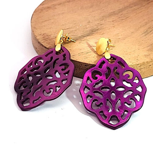 Ohrpendler Perlmutt Ornamental, purple by Steindesign