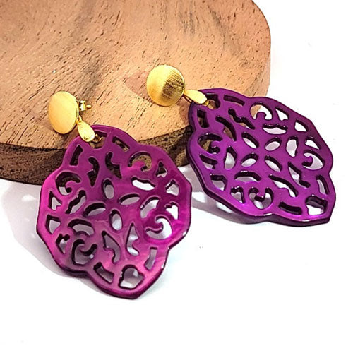 Ohrpendler Perlmutt Ornamental, purple by Steindesign