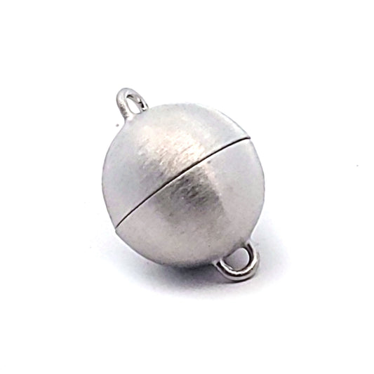 Magnet-Kugelschließe 16 mm, Silber rhodiniert matt