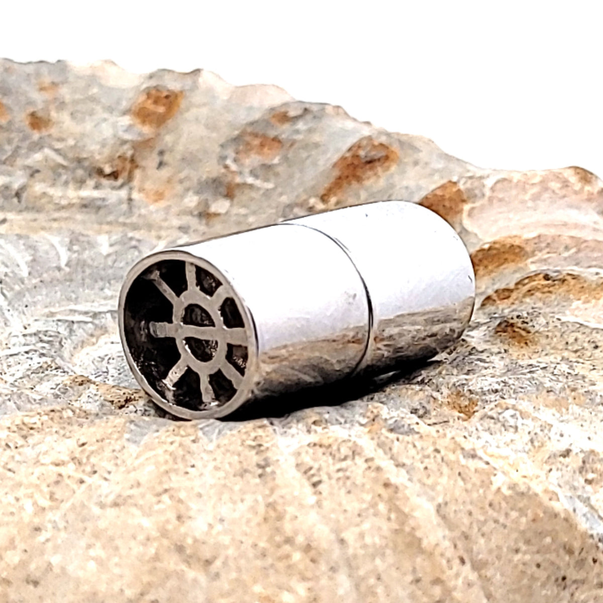 Magnetschließe Ellipse, Silber rhodiniert by Steindesign