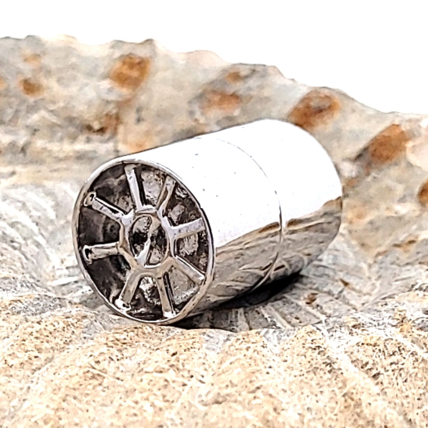 Magnetic clasp cylinder "Multi-Row" 14 mm, silver rhodium plated