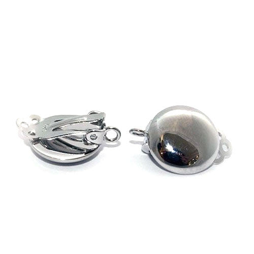 Ohrclipspatent rund 12 mm, Silber rhodiniert Steindesign - 3