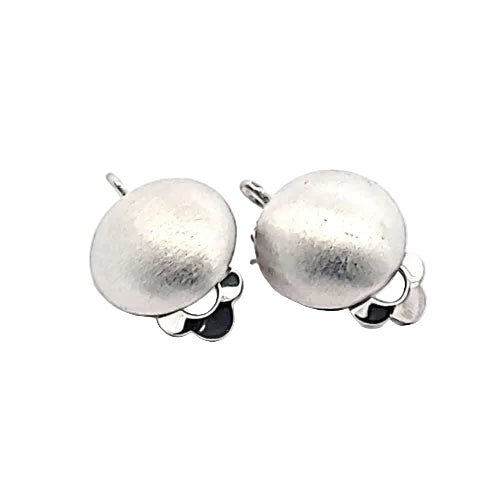 Ohrclipspatent rund 12 mm, Silber rhodiniert matt Steindesign - 1