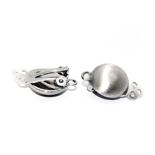 Ohrclipspatent rund 12 mm, Silber rhodiniert matt Steindesign - 3