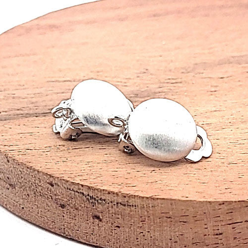 Ohrclipspatent rund 12 mm, Silber rhodiniert matt Steindesign - 4