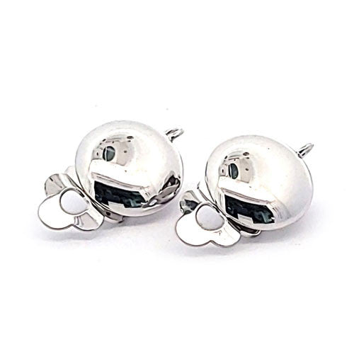 Ohrclipspatent rund 14 mm, Silber rhodiniert Steindesign - 1