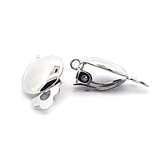 Ohrclipspatent rund 14 mm, Silber rhodiniert Steindesign - 2