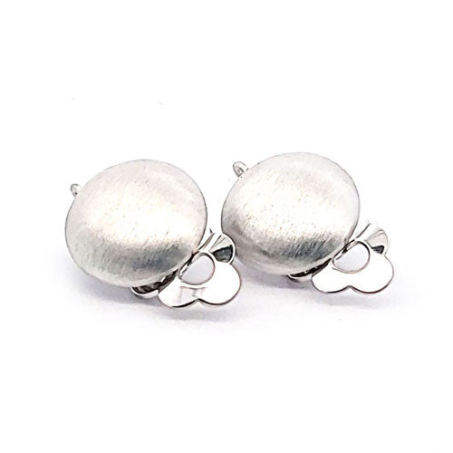 Ohrclipspatent rund 14 mm, Silber rhodiniert matt Steindesign - 1