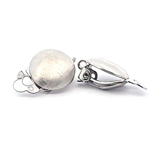 Ohrclipspatent rund 14 mm, Silber rhodiniert matt Steindesign - 2