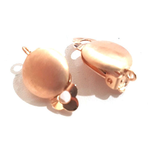 Ohrclipspatent rund 16 mm, Silber rosé vergoldet matt Steindesign - 3