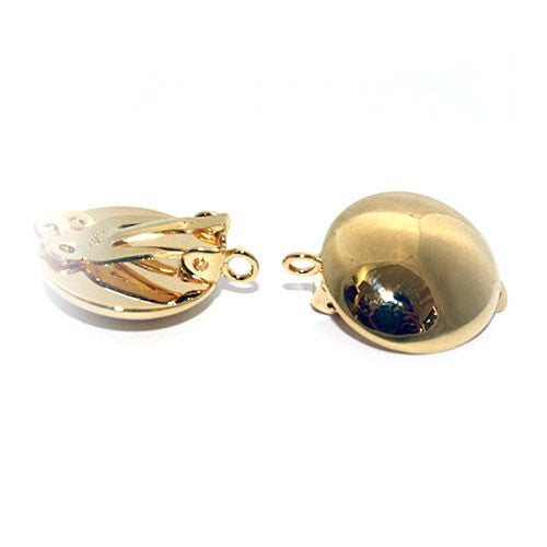 Ohrclipspatent rund 16 mm, Silber vergoldet Steindesign - 3
