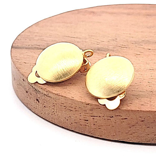 Ohrclipspatent rund 16 mm, Silber vergoldet matt Steindesign - 4