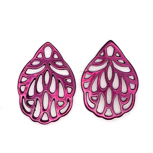Ohrpendler Perlmutt Blatt klein, purple - 3