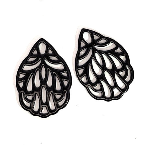 Ohrpendler Perlmutt Blatt klein, schwarz - 3