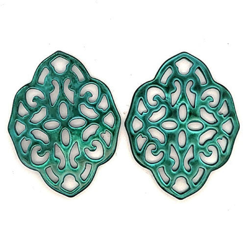 Ohrpendler Perlmutt Ornamental, smaragdgrün - 5