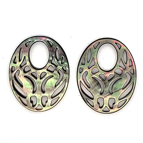 Ohrpendler Perlmutt Oval, Tahiti - 2