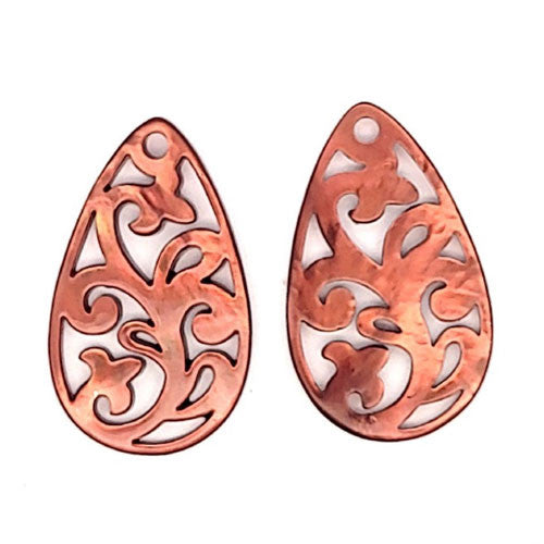 Ohrpendler Perlmutt Tropfen, braun - 3