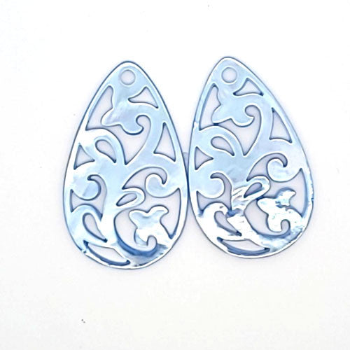 Ohrpendler Perlmutt Tropfen, hellblau - 2