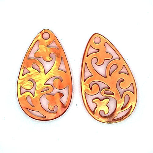 Ohrpendler Perlmutt Tropfen, orange - 2